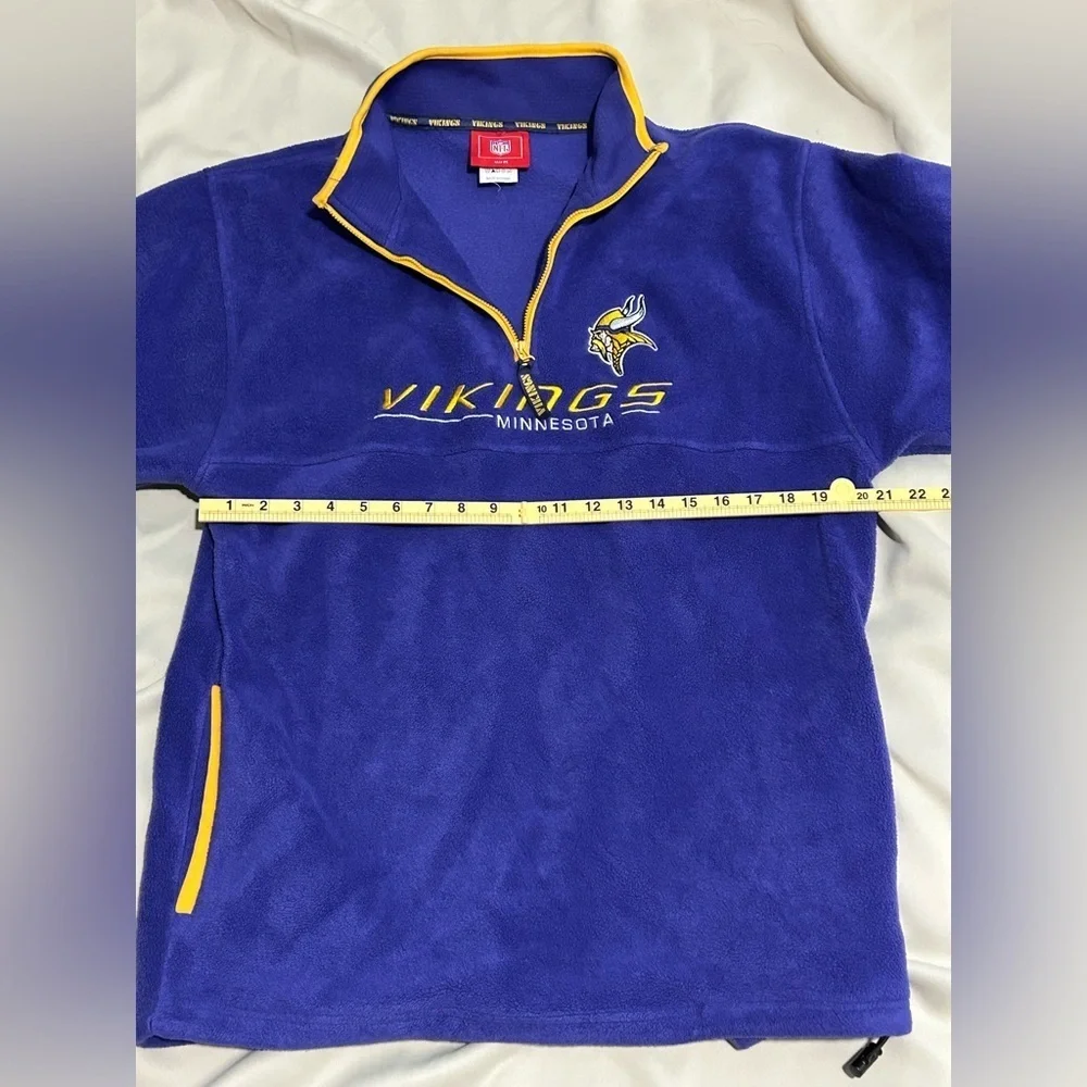 Vintage NFL Minnesota Vikings Football Purple Fleece Quarter Zip Pullover - M